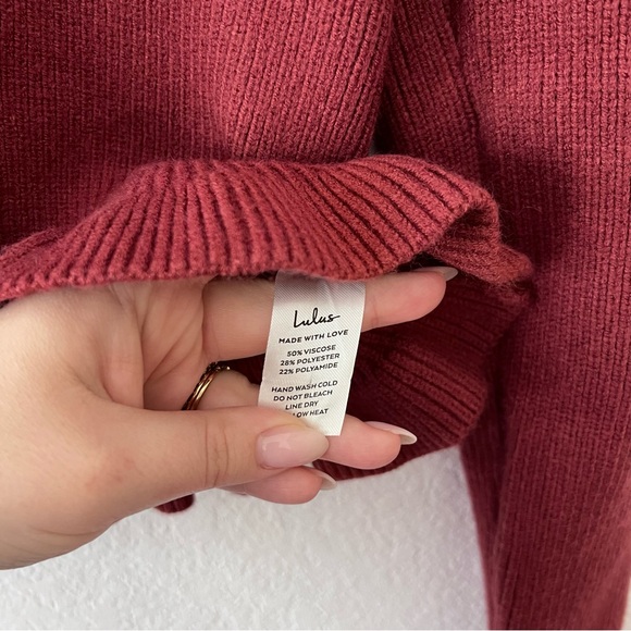 Lulu’s Rust Ruffled Button Up Cardigan Sweater Sz M - Picture 5 of 6